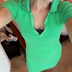 Green ZARA collared mini dress